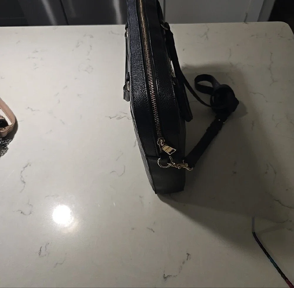 Coach Black Leather Laptop Tote with Removable Crossbody Strap